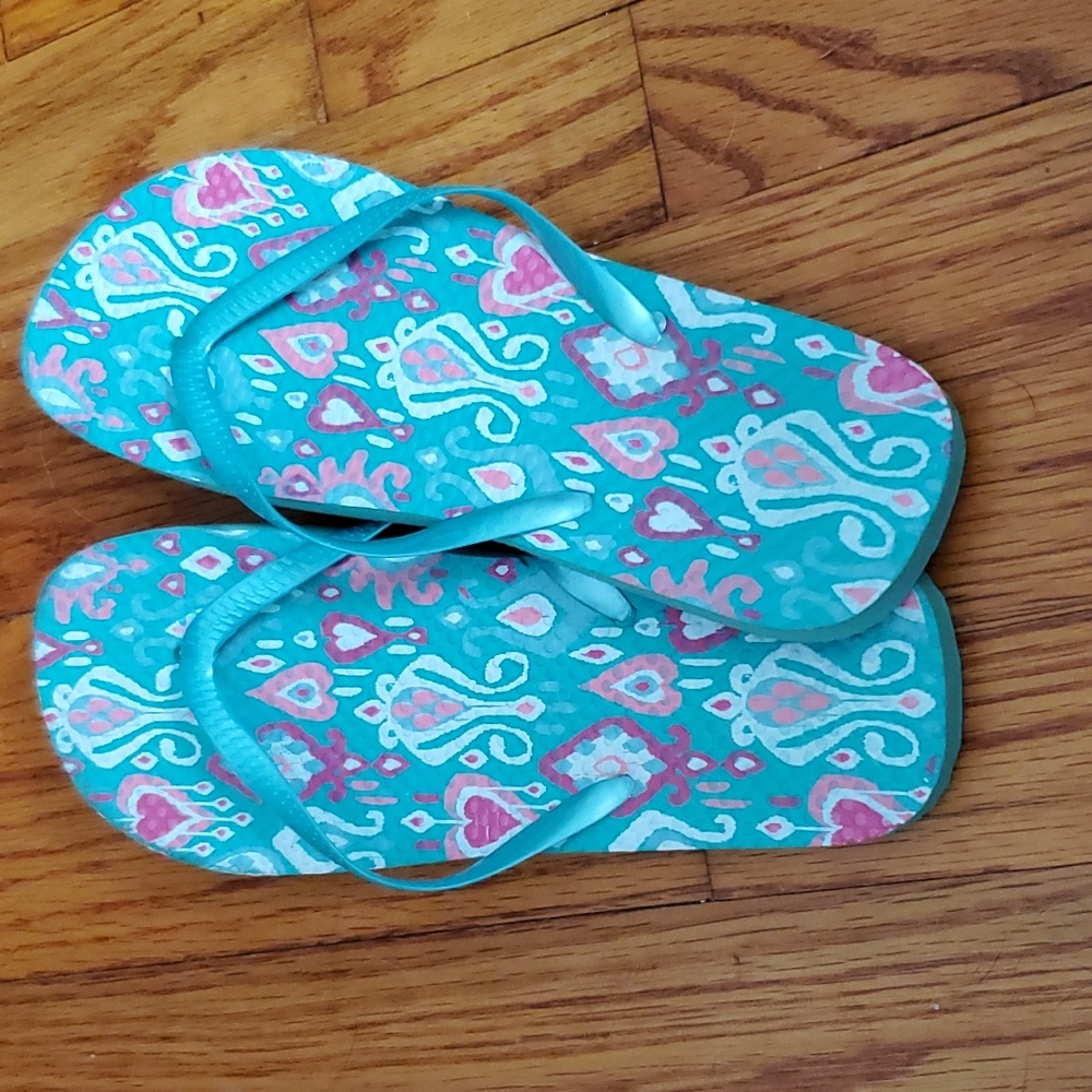 Teal flip flops